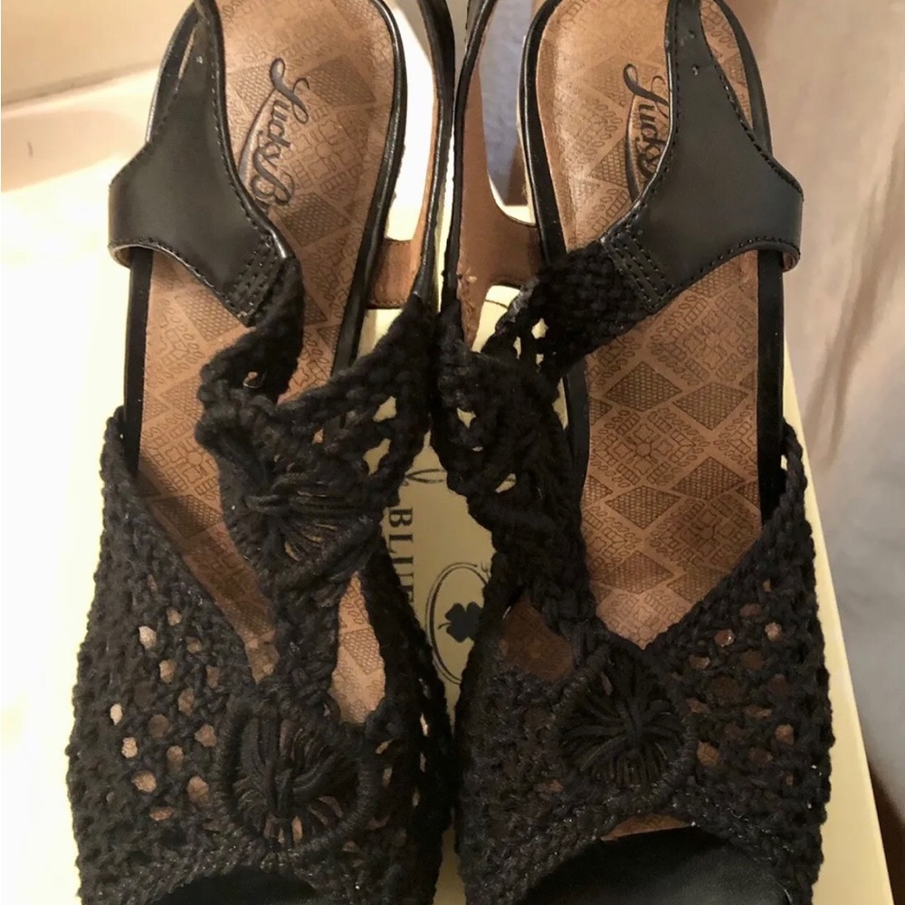 NIB: Lucky Brand Black Heel Sandal Sz 10